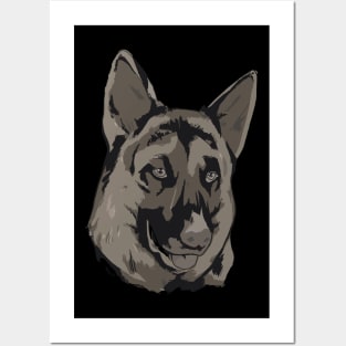 A German Shepherd head  transparent Drawing Posters and Art